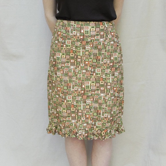 80s Vintage Mod Print Pencil Skirt Barbara Lesser - Picture 5 of 5